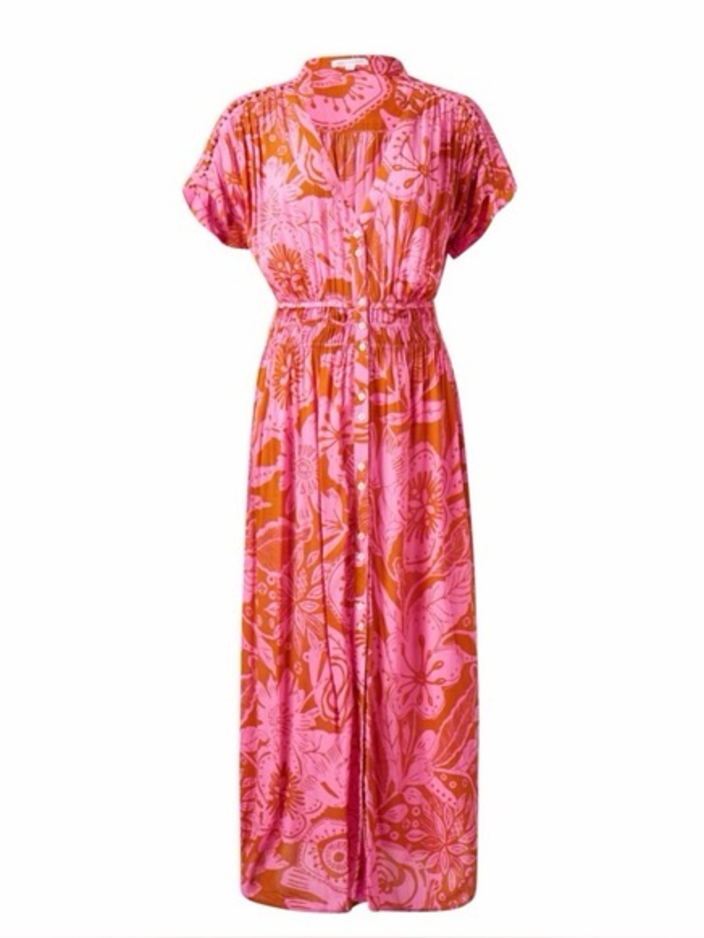 Poupette St Barth Becky Pink Floral Midi Dress M NWT